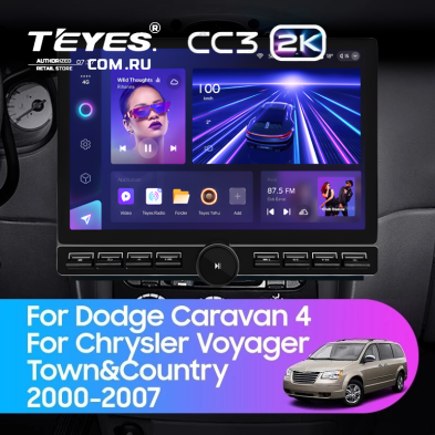 Штатная магнитола Teyes CC3 2K 6/128 Chrysler Town & Country 4 RS (2000-2007) Тип-B (13" с кнопками)