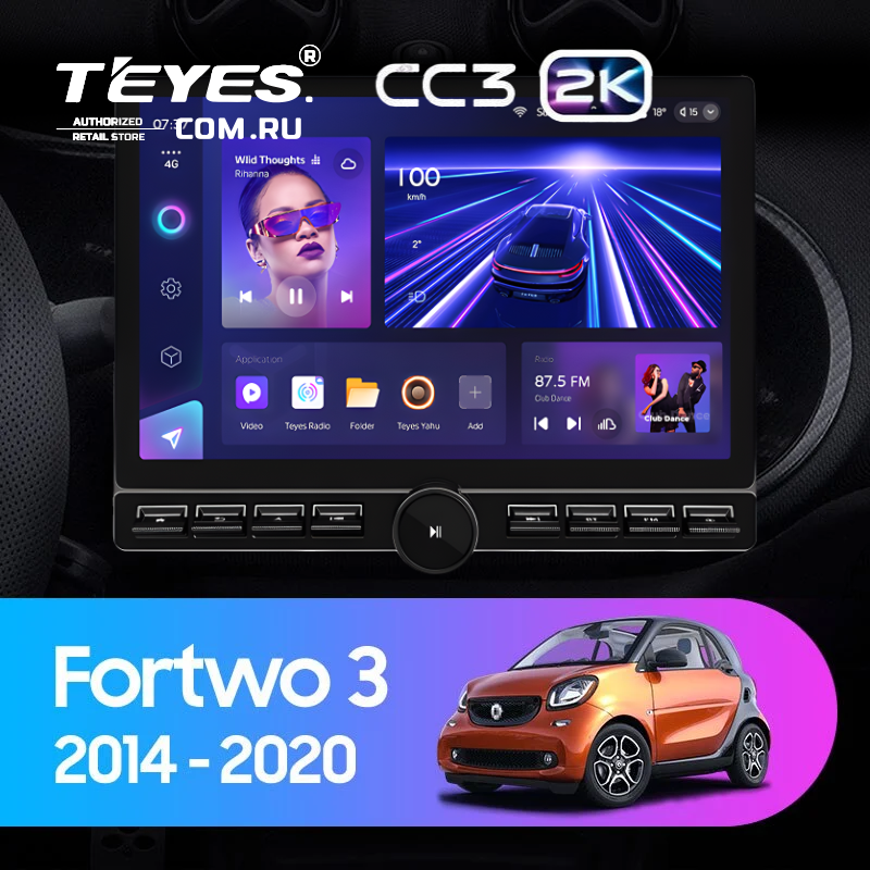 Штатная магнитола Teyes CC3 2K 6/128 Mercedes-Benz Smart Fortwo 3 C453 A453 W453 (2014-2020) (13" с кнопками)