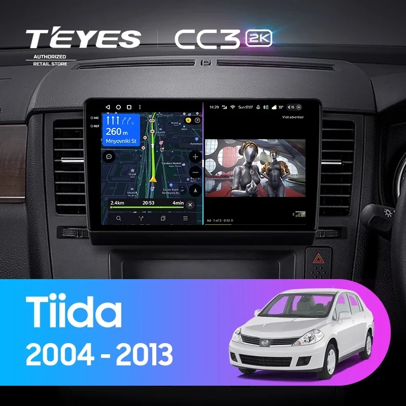 Штатная магнитола Teyes CC3 2K 6/128 Nissan Tiida C11 (2004-2013) F1