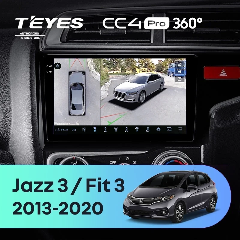 Штатная магнитола Teyes CC4 Pro 360 8/128 Honda Fit 3 GP GK (2013-2020) Тип-B Правый руль