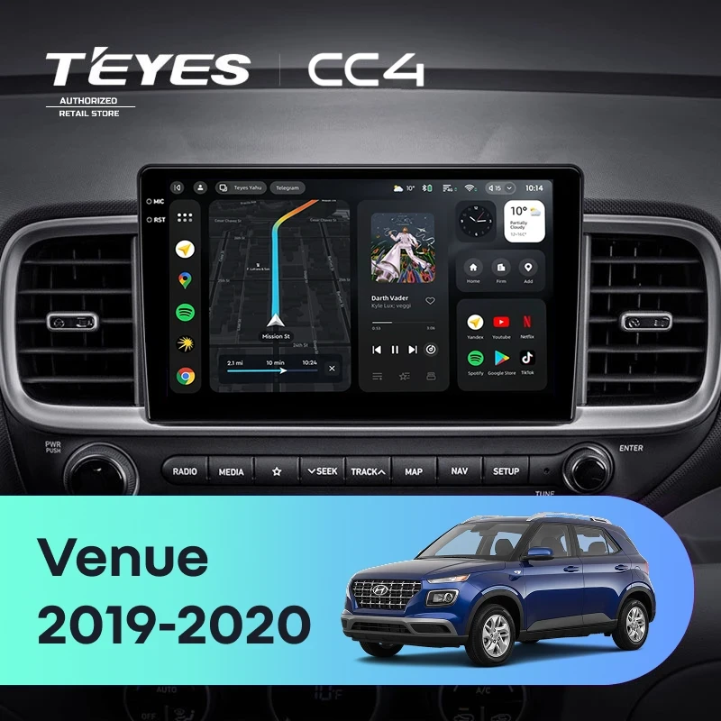 Штатная магнитола Teyes CC4 8/128 Hyundai Venue (2019-2020) Правый руль