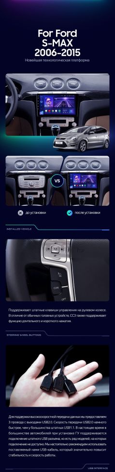 Штатная магнитола Teyes CC3 2K 6/128 Ford S-MAX (2006-2015) F2