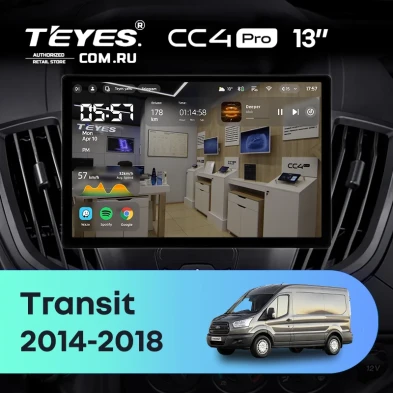 Штатная магнитола Teyes CC4 Pro 8/128 Ford Transit Van L3H2 (2014-2018) (13")