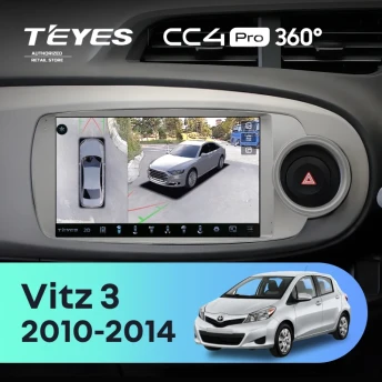 Штатная магнитола Teyes CC4 Pro 360 8/128 Toyota Vitz 3 (2010-2014) Правый руль