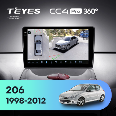 Штатная магнитола Teyes CC4 Pro 360 8/128 Peugeot 206 T13 T16 T12 (1998-2012) F2