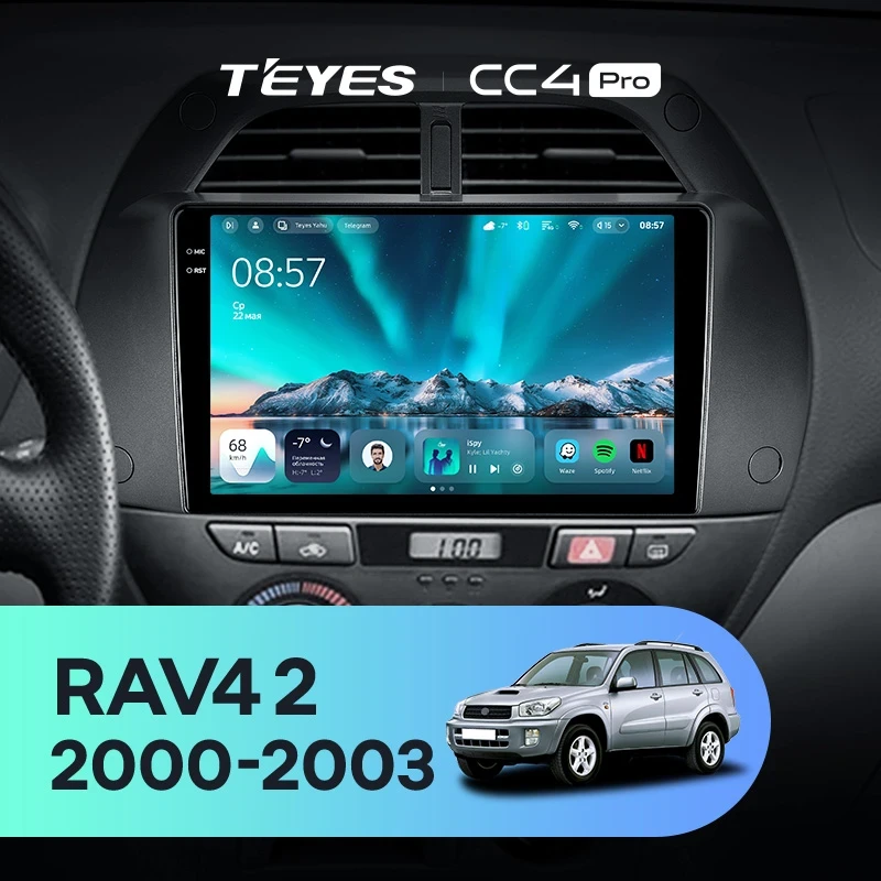 Штатная магнитола Teyes CC4 Pro 12/256 Toyota RAV4 2 CA20 (2000-2003) F3