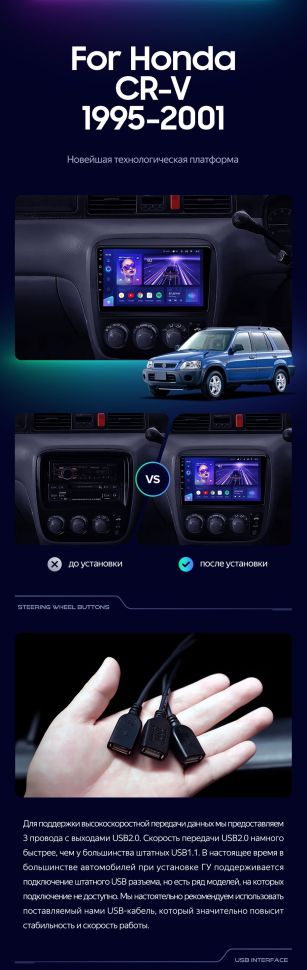 Штатная магнитола Teyes CC3 4/32 Honda CR-V (1995-2001)
