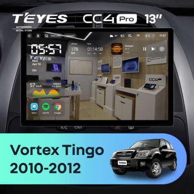 Штатная магнитола Teyes CC4 Pro 8/128 Vortex Tingo (2010-2012) (13")