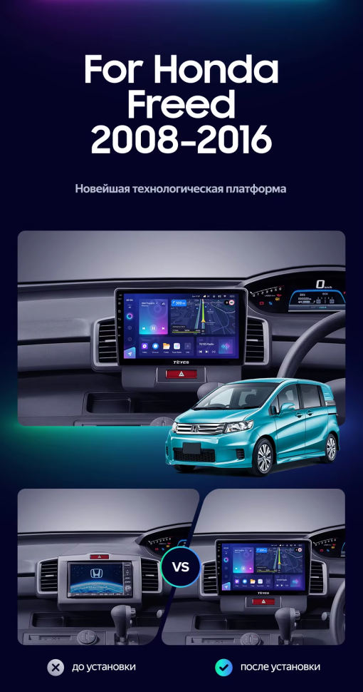 Штатная магнитола Teyes CC3L 4/64 Honda Freed 1 (2008-2016) Правый руль