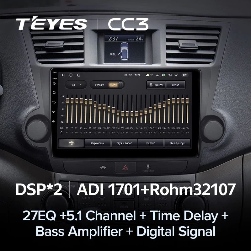 Штатная магнитола Teyes CC3 4/32 Toyota Highlander 2 XU40 (2007-2013) F2 10"