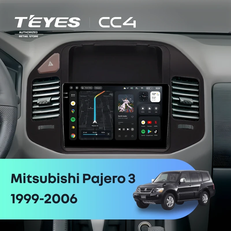 Штатная магнитола Teyes CC4 6/64 Mitsubishi Pajero 3 (1999-2006) (черная)