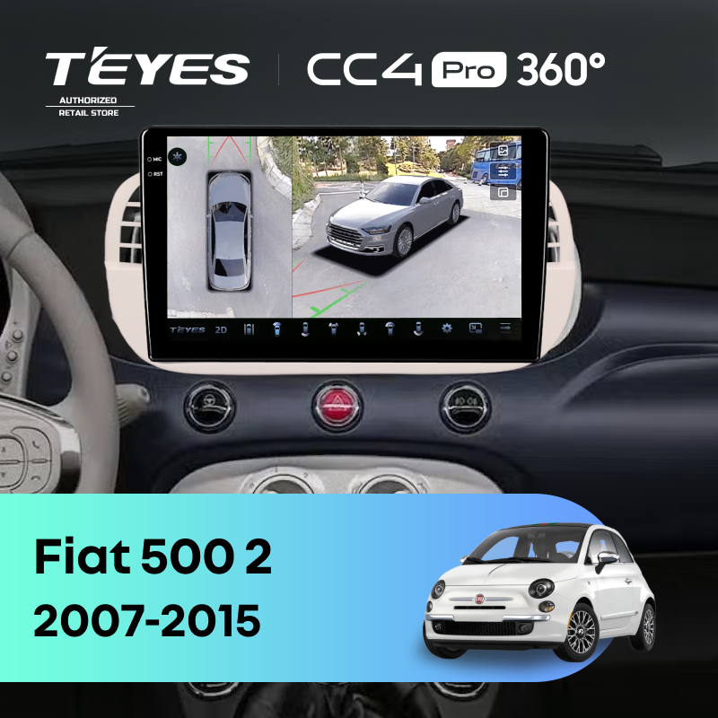 Штатная магнитола Teyes CC4 Pro 360 12/256 Fiat 500 2 (2007-2015)