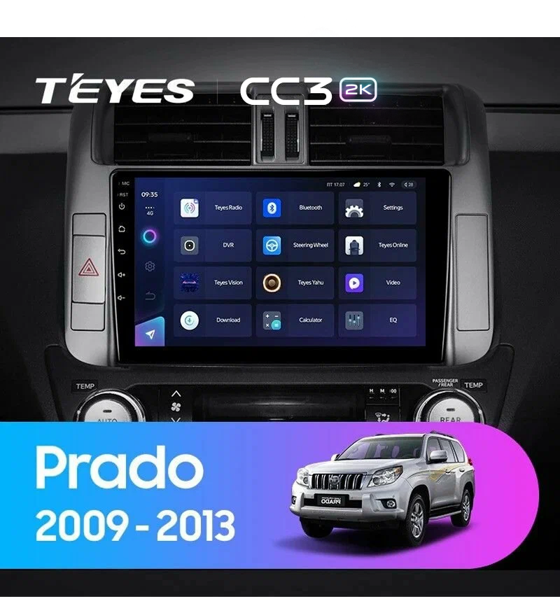 Штатная магнитола Teyes CC3 2K 4/64 Toyota Land Cruiser Prado 150 (2009-2013) F2 Тип-A