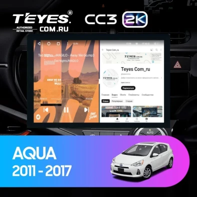 Штатная магнитола Teyes CC3 2K 4/32 Toyota Aqua (2011-2017) Правый руль (13")