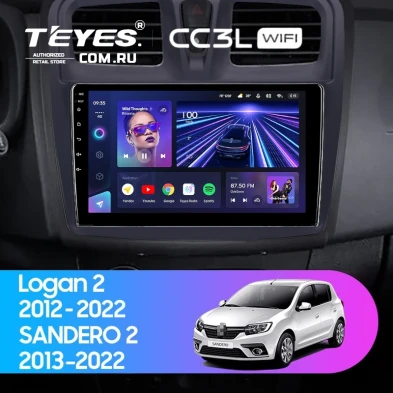 Штатная магнитола Teyes CC3L WiFi 2/32 Renault Logan 2 (2012-2022) F1 (10")