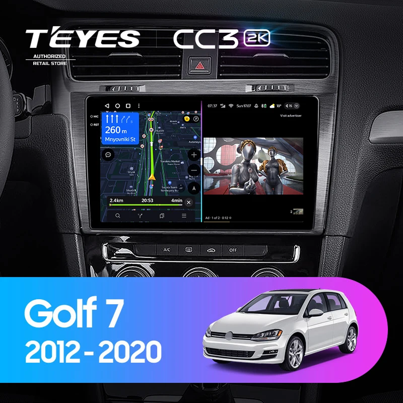 Штатная магнитола Teyes CC3 2K 6/128 Volkswagen Golf 7 MK7 (2012-2020) F1