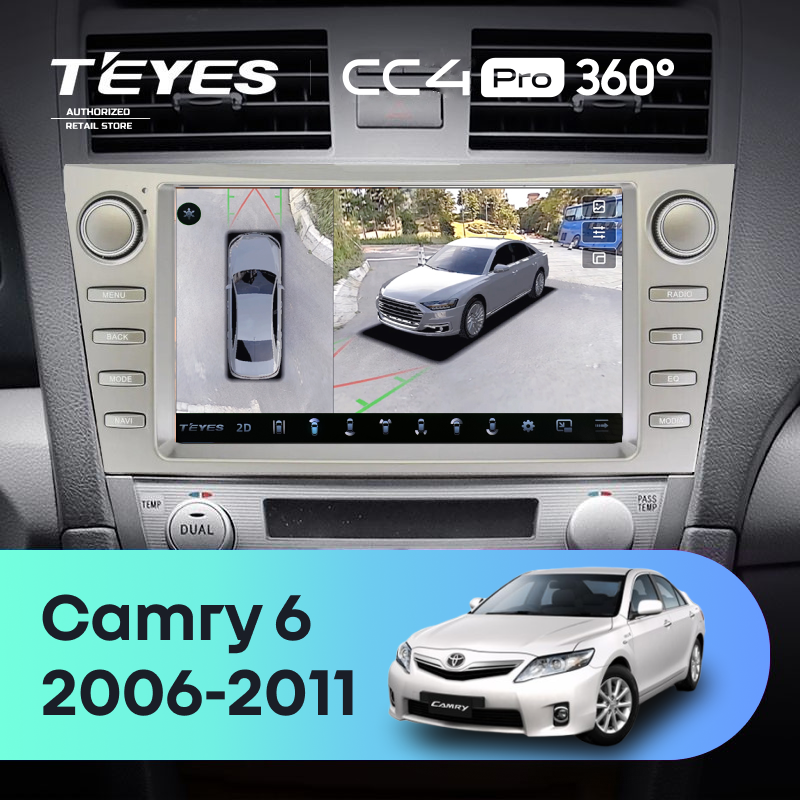 Штатная магнитола Teyes CC4 Pro 360 12/256 Toyota Camry 6 XV 40 (2006-2011) F4 с кнопками