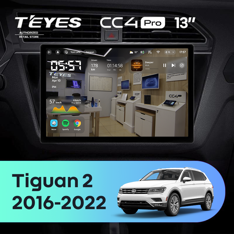 Штатная магнитола Teyes CC4 Pro 8/128 Volkswagen Tiguan 2 (2016-2022) Тип-A (13")