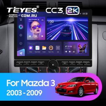 Штатная магнитола Teyes CC3 2K 6/128 Mazda 3 1 BK (2003-2009) (13" с кнопками)