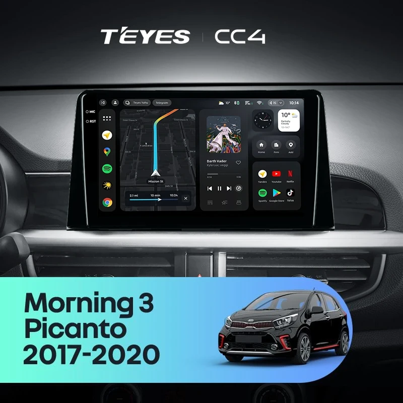 Штатная магнитола Teyes CC4 6/64 Kia Morning 3 (2017-2023) Тип-B