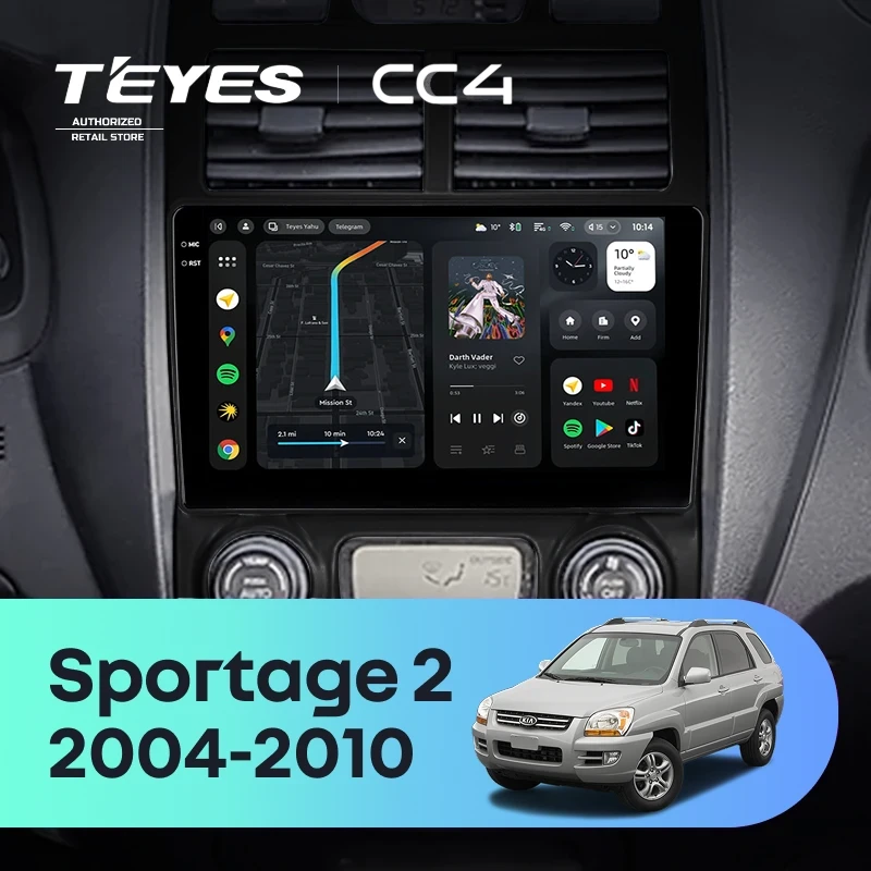 Штатная магнитола Teyes CC4 6/64 Kia Sportage 2 (2004-2010) F2