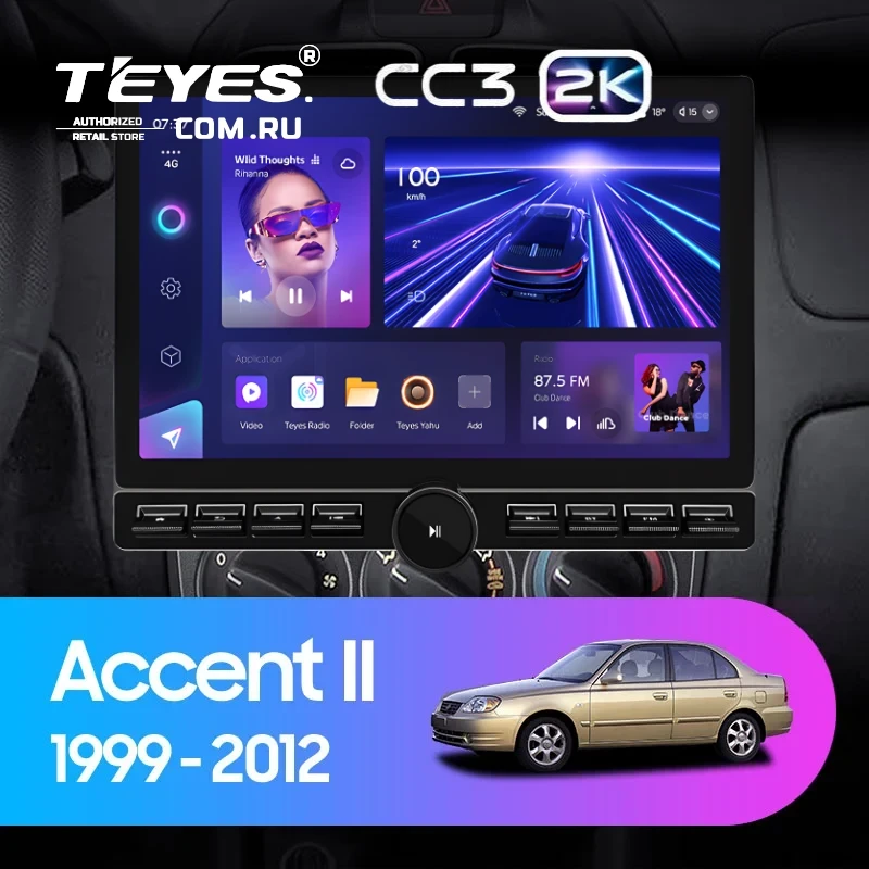 Штатная магнитола Teyes CC3 2K 6/128 Hyundai Accent II LC2 (1999-2012) F1 (13" с кнопками)