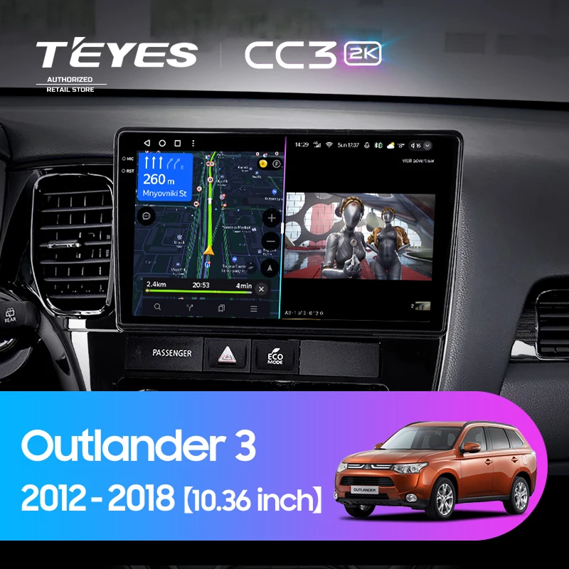 Штатная магнитола Teyes CC3 2K 4/64 Mitsubishi Outlander 3 (2012-2018) Тип-B