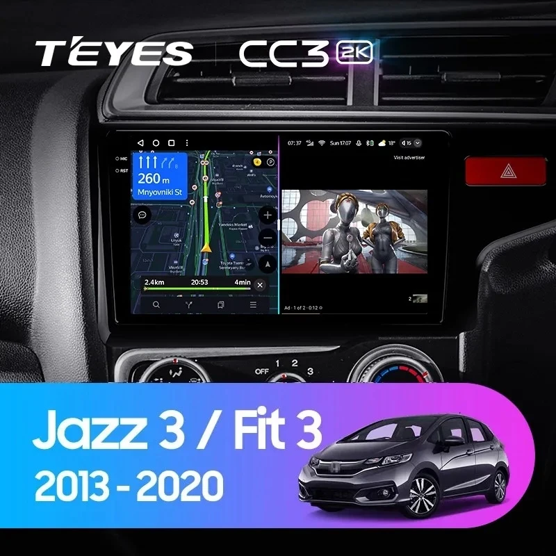 Штатная магнитола Teyes CC3 2K 4/64 Honda Jazz 3 (2015-2020) Тип-B Правый руль
