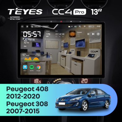 Штатная магнитола Teyes CC4 Pro 8/128 Peugeot 408 1 T7 (2012-2020) (13")