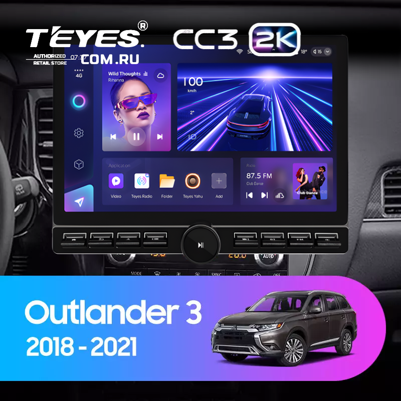 Штатная магнитола Teyes CC3 2K 6/128 Mitsubishi Outlander 3 (2018-2021) (13" с кнопками)