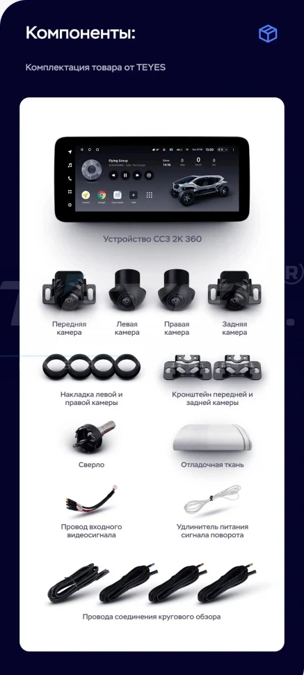 Штатная магнитола Teyes LUX ONE 360 6/128 Toyota Land Cruiser 200 (2007-2015) Тип-D