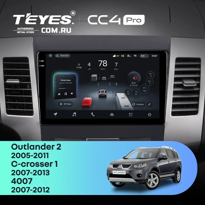 Штатная магнитола Teyes CC4 Pro 12/256 Citroen C-Crosser 1 (2007-2013) Декор Тип-B