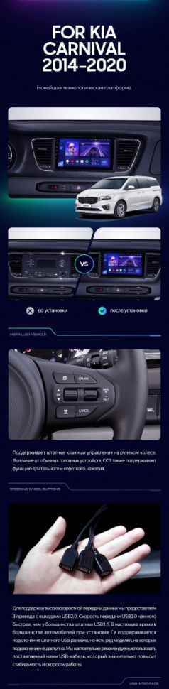 Штатная магнитола Teyes CC3 2K 6/128 Kia Carnival YP (2014-2021) F1 Тип-B