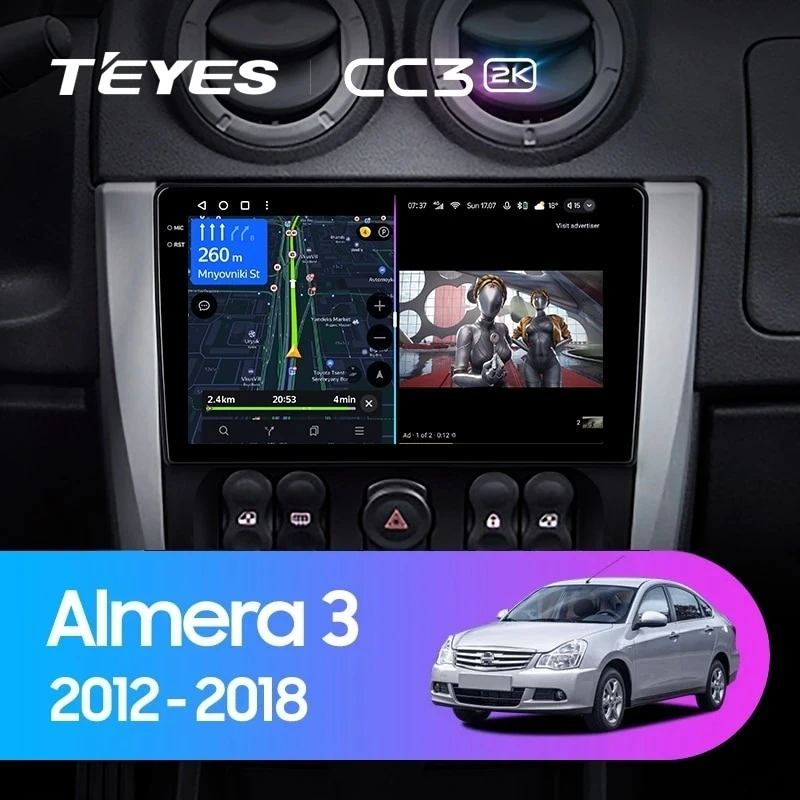 Штатная магнитола Teyes CC3 2K 4/32 Nissan Almera 3 G15 (2012-2018) F1