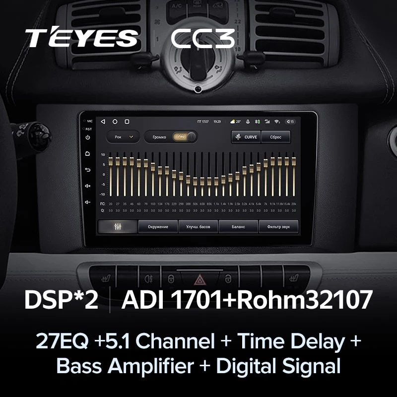 Штатная магнитола Teyes CC3 4/32 Mercedes-Benz Smart Fortwo 2 (2010-2015) F1