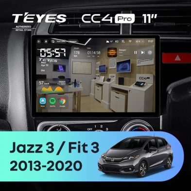 Штатная магнитола Teyes CC4 Pro 8/128 Honda Fit 3 GP GK (2013-2020) Тип-B Правый руль (11")