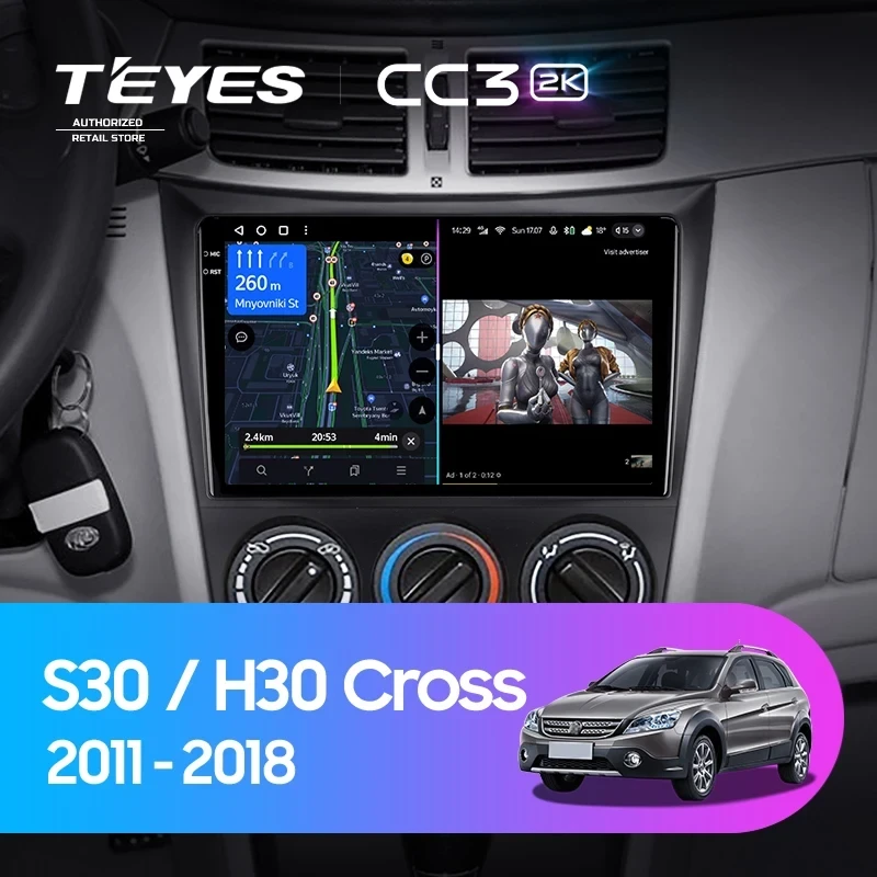 Штатная магнитола Teyes CC3 2K 4/64 Dongfeng S30 H30 Cross (2011-2018)