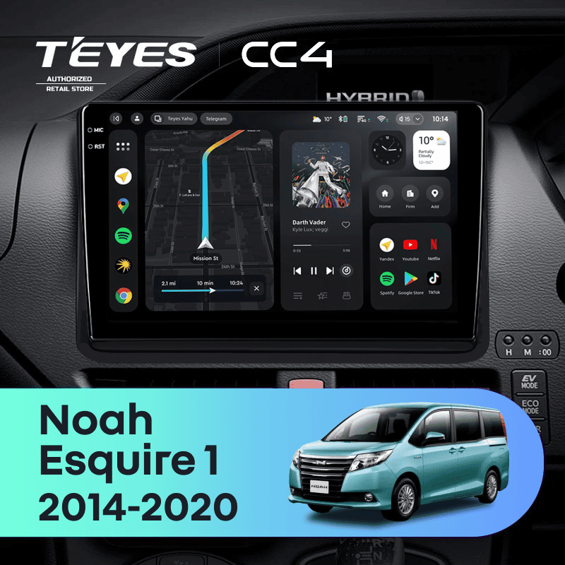 Штатная магнитола Teyes CC4 8/128 Toyota Esquire 1 (2014-2020) F2 Правый руль