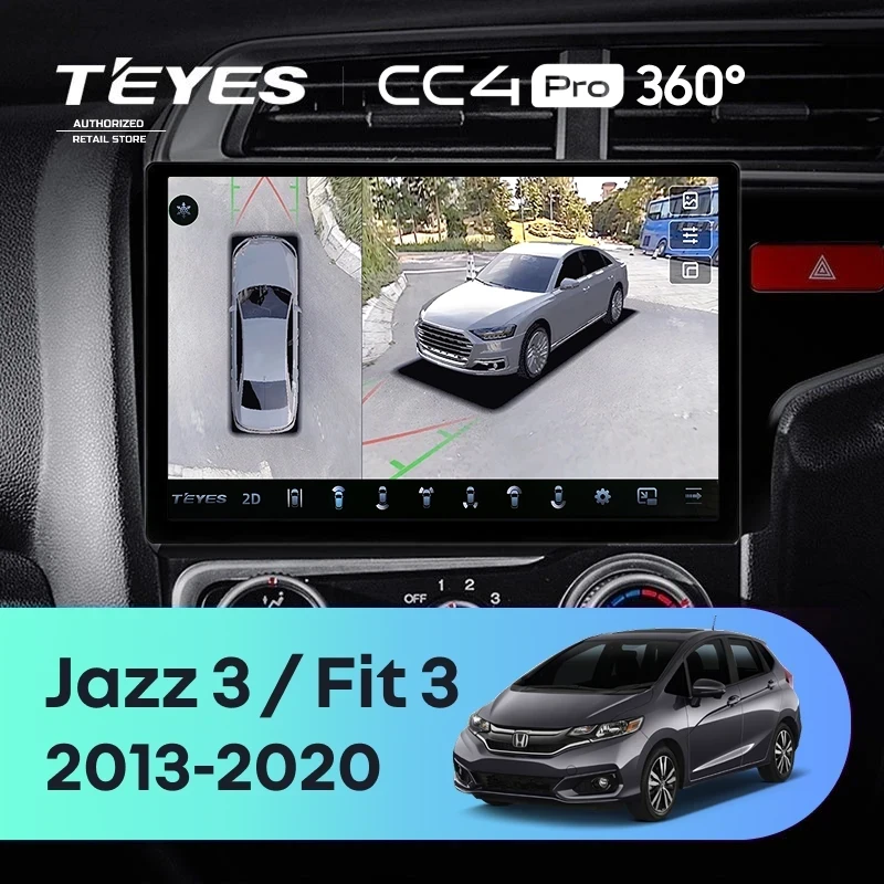 Штатная магнитола Teyes CC4 Pro 360 8/128 Honda Jazz 3 (2015-2020) Тип-A Правый руль (11")