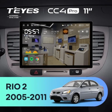 Штатная магнитола Teyes CC4 Pro 8/128 Kia Rio 2 (2005-2011) F1 (11")