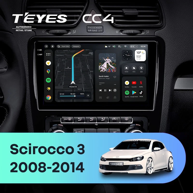 Штатная магнитола Teyes CC4 6/64 Volkswagen Scirocco (2008-2014) F1