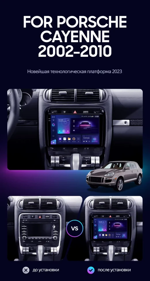Штатная магнитола Teyes CC3 2K 6/128 Porsche Cayenne I 1 9PA (2002-2010)