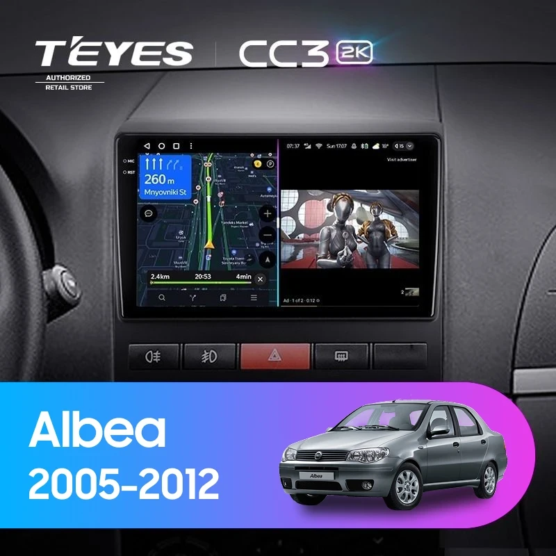 Штатная магнитола Teyes CC3 2K 4/32 Fiat Albea (2005-2012)