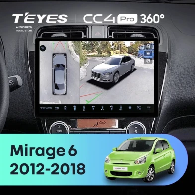 Штатная магнитола Teyes CC4 Pro 360 12/256 Mitsubishi Mirage 6 (2012-2018) (11")