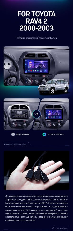 Штатная магнитола Teyes CC3 4/32 Toyota RAV4 2 CA20 (2000-2003) F3