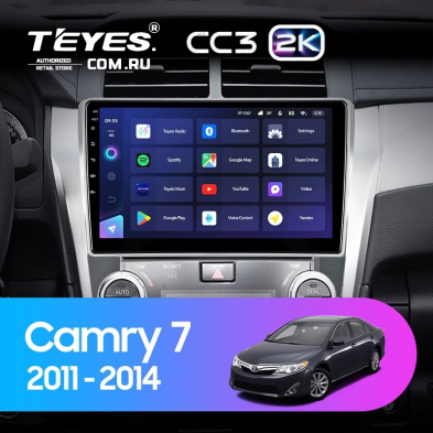 Штатная магнитола Teyes CC3 2K 4/32 Toyota Camry 7 XV 50 55 (2011-2014) (черно-серая) F1