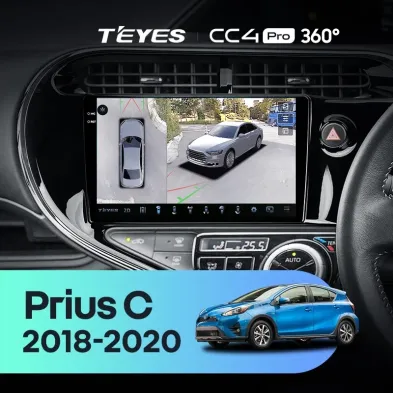 Штатная магнитола Teyes CC4 Pro 360 12/256 Toyota Prius C (2018-2020) Правый руль