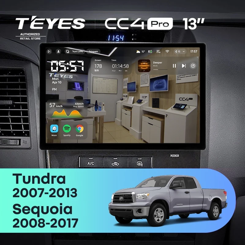 Штатная магнитола Teyes CC4 Pro 12/256 Toyota Sequoia XK60 (2008-2017) (13")