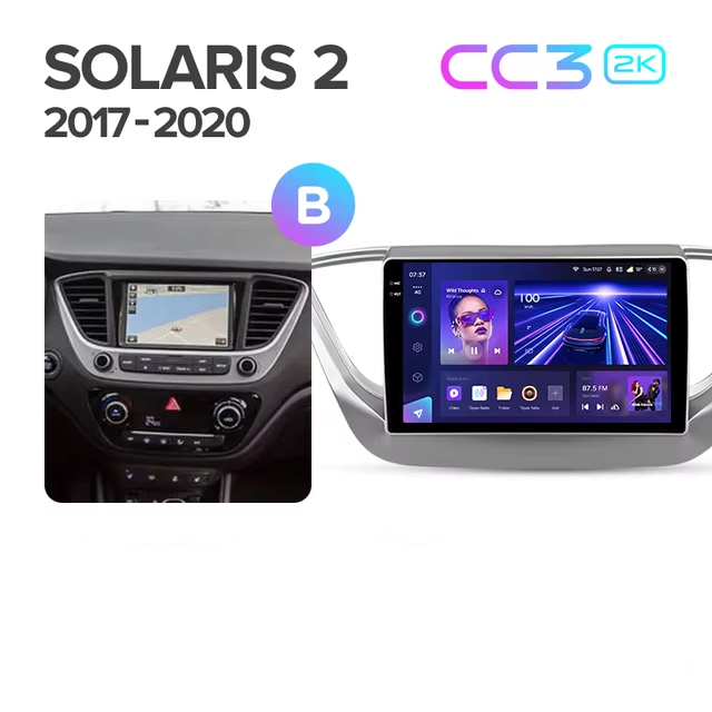 Штатная магнитола Teyes CC3 2K 4/64 Hyundai Solaris 2 (2017-2020) F1 Тип-A