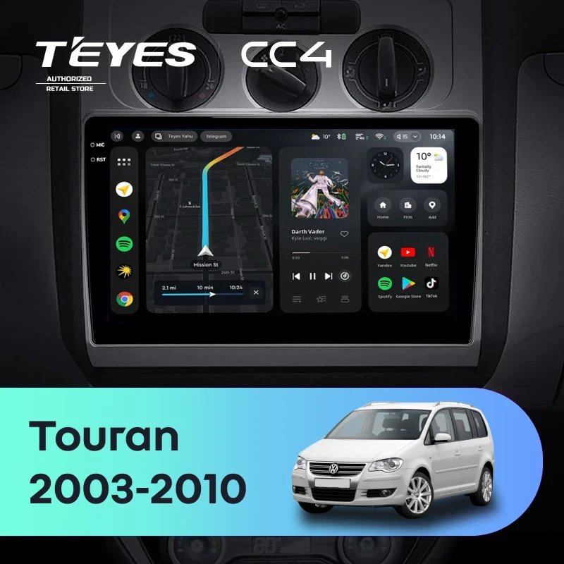 Штатная магнитола Teyes CC4 8/128 Volkswagen Touran 1 (2003-2010) F1